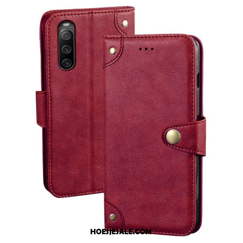 Flip Case voor Sony Xperia 10 IV Leerstijl Met Klinknagels Idewei