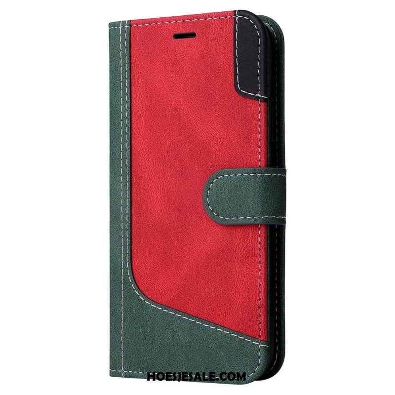 Flip Case voor Xiaomi 12T / 12T Pro Met Ketting Driekleurige Riem