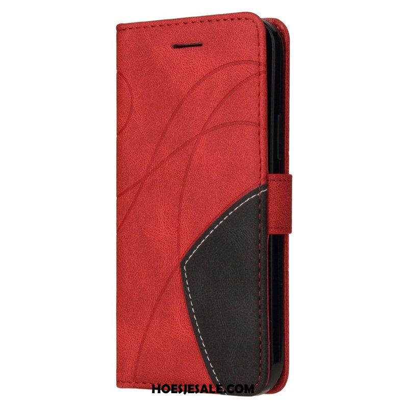 Flip Case voor Xiaomi 12T / 12T Pro Met Ketting Tweekleurige Riem