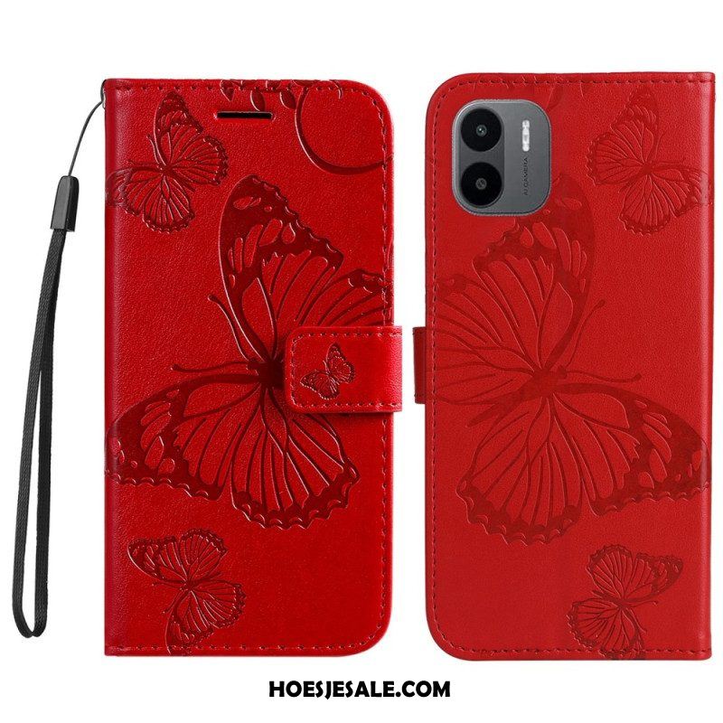 Flip Case voor Xiaomi Redmi A1 Met Ketting Gigantische Riemvlinders