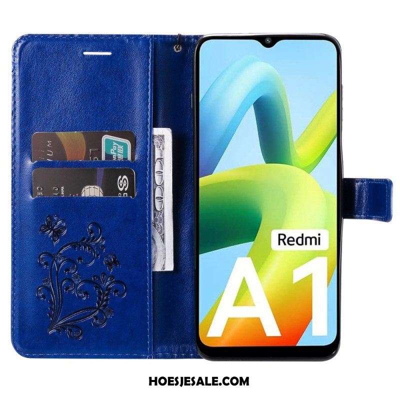 Flip Case voor Xiaomi Redmi A1 Met Ketting Gigantische Riemvlinders