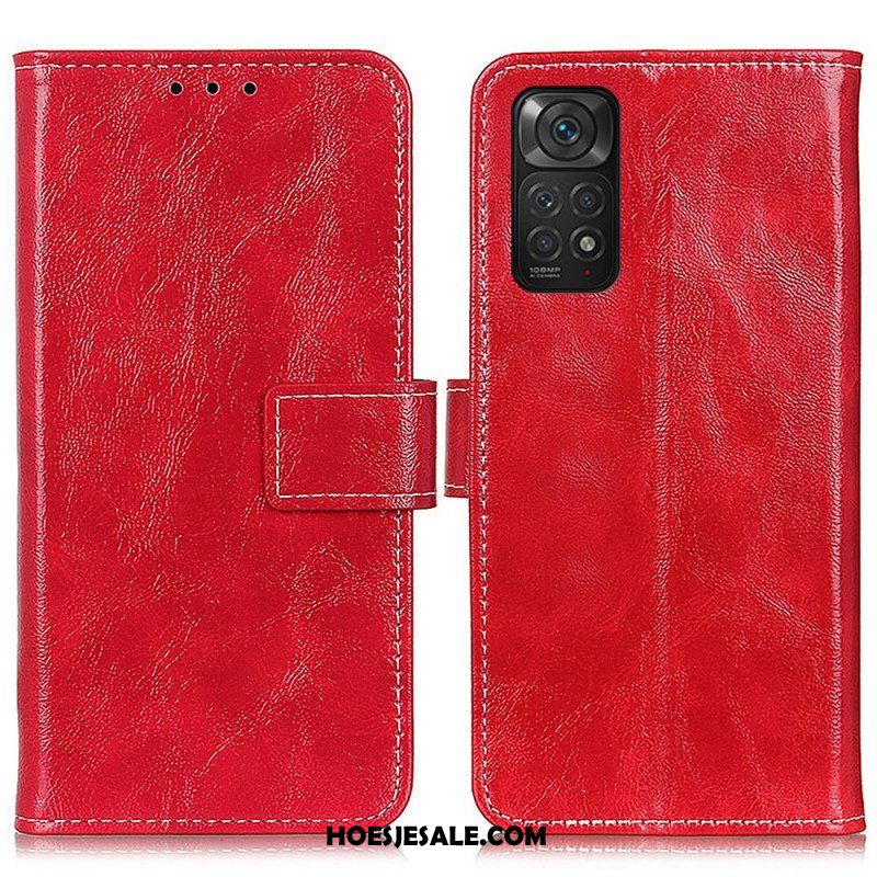 Flip Case voor Xiaomi Redmi Note 11 / 11S Glanzende En Zichtbare Naden