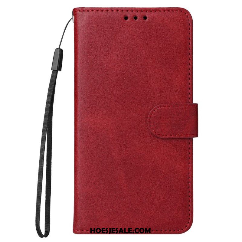 Flip Case voor Xiaomi Redmi Note 12 5G Met Ketting Effen Met Bandje