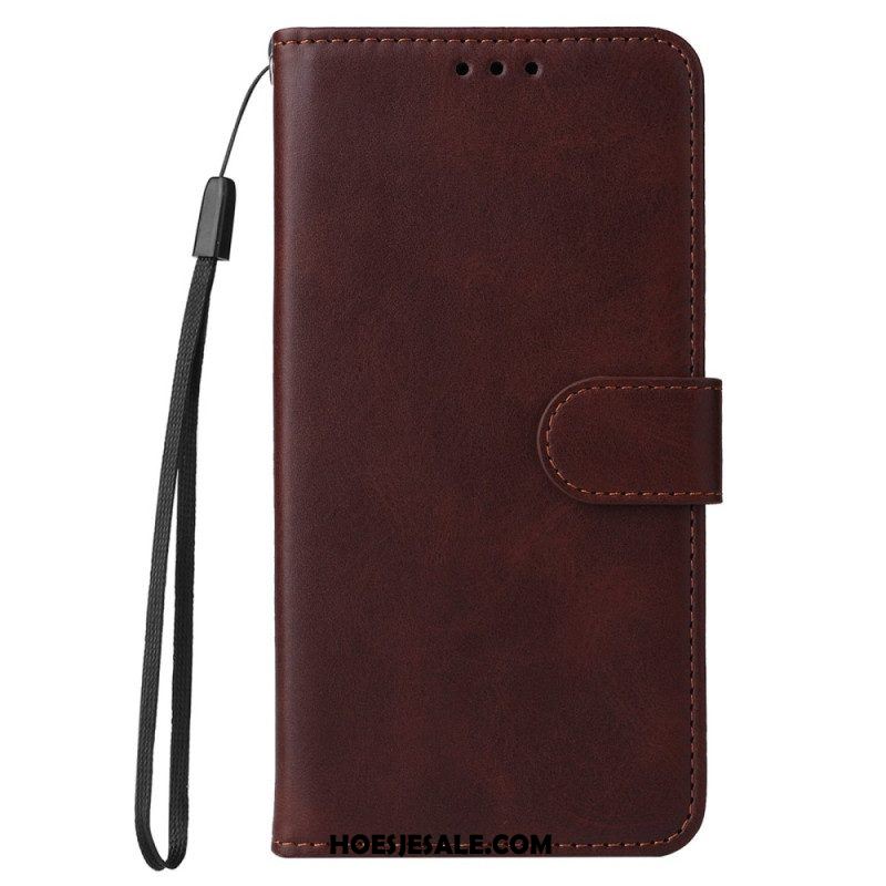 Flip Case voor Xiaomi Redmi Note 12 5G Met Ketting Effen Met Bandje