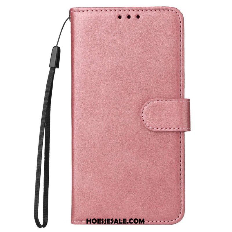 Flip Case voor Xiaomi Redmi Note 12 5G Met Ketting Effen Met Bandje