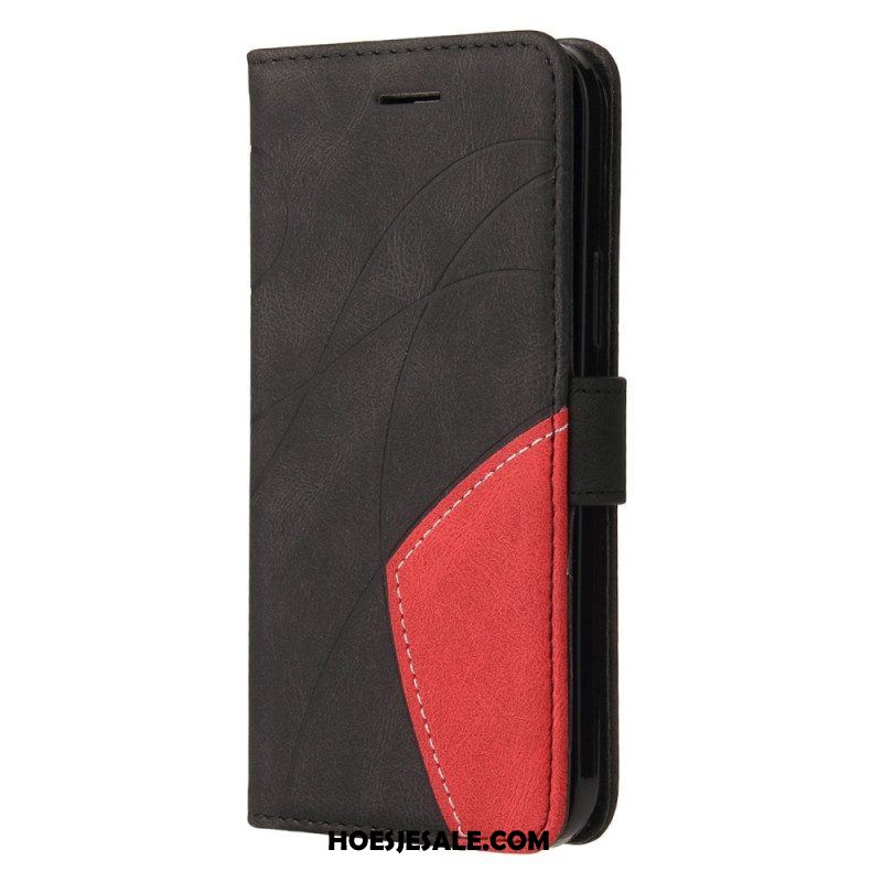 Flip Case voor Xiaomi Redmi Note 12 5G Met Ketting Tweekleurige Riem