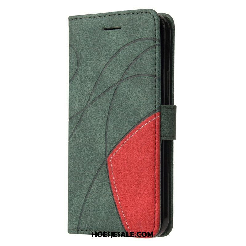 Flip Case voor Xiaomi Redmi Note 12 5G Met Ketting Tweekleurige Riem