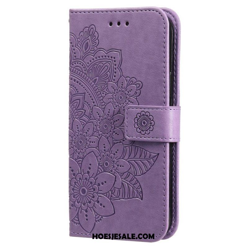 Flip Case voor Xiaomi Redmi Note 12 Pro Met Ketting Riem Bloem Mandala