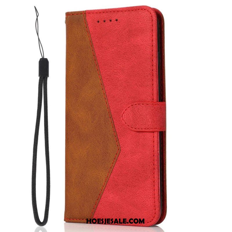 Flip Case voor Xiaomi Redmi Note 12 Pro Met Ketting Tweekleurige Riem