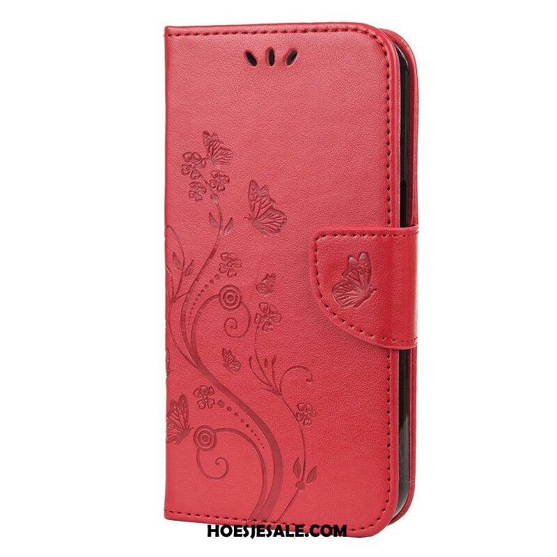 Flip Case voor iPhone 13 Pro Met Ketting Strakke Bloemen