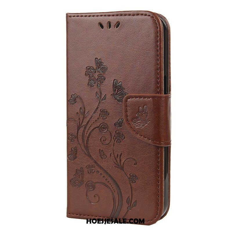 Flip Case voor iPhone 13 Pro Met Ketting Strakke Bloemen