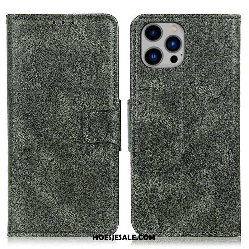 Flip Case voor iPhone 14 Plus Omkeerbare Sluiting Met Leereffect