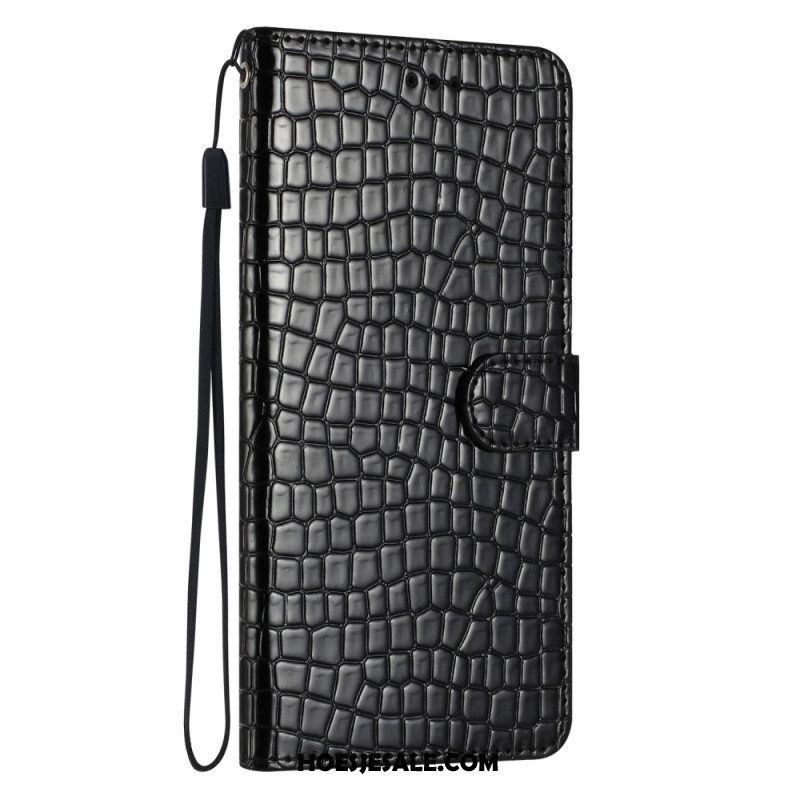 Flip Case voor iPhone 15 Plus Krokodilstijl Met Riem