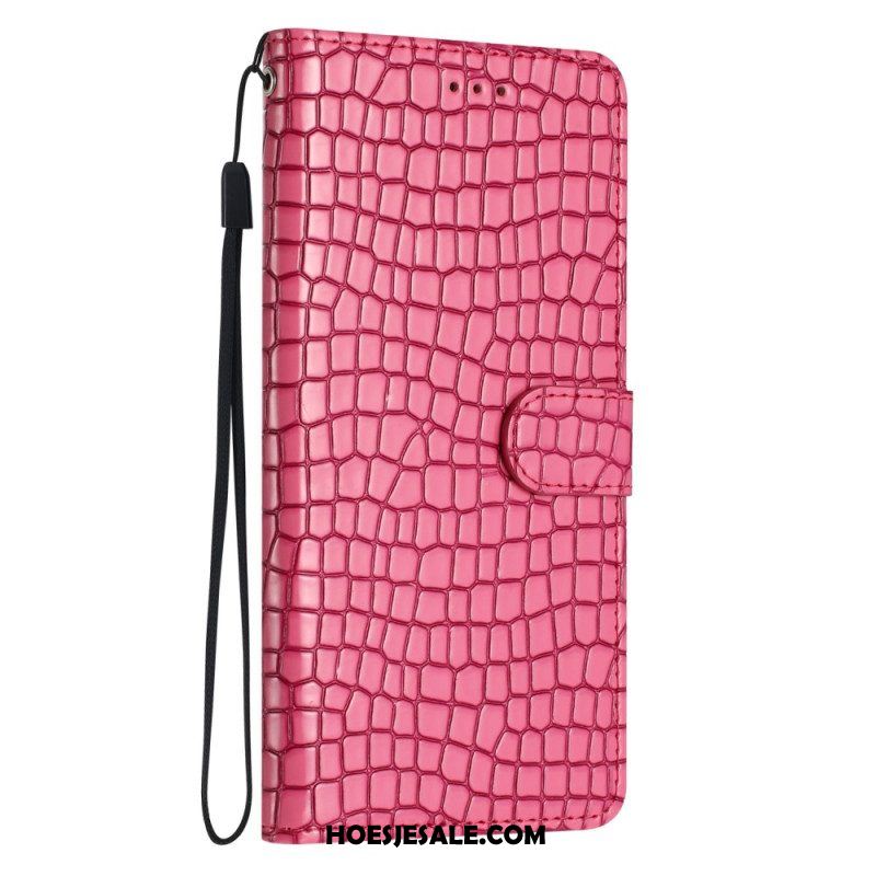 Flip Case voor iPhone 15 Plus Krokodilstijl Met Riem