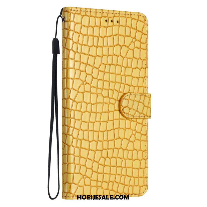 Flip Case voor iPhone 15 Plus Krokodilstijl Met Riem