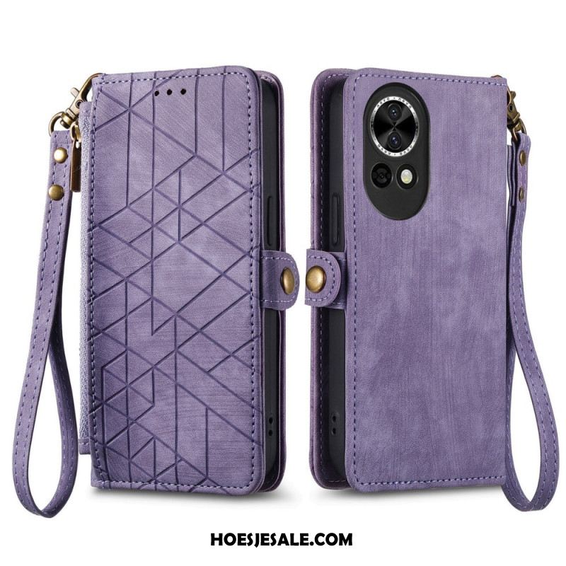Folio-hoesje Huawei Nova 13 Telefoonhoesje Portemonnee Met Rits En Geometrisch Patroon