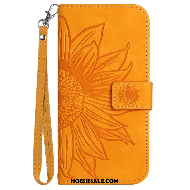 Folio-hoesje Oneplus 12r Telefoonhoesje Zonnebloem Met Riempje