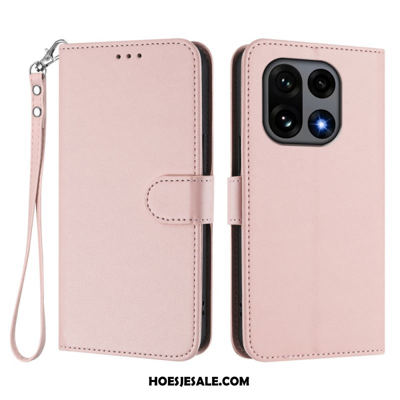 Folio-hoesje Oneplus 15 Telefoonhoesje Effen Met Riempje