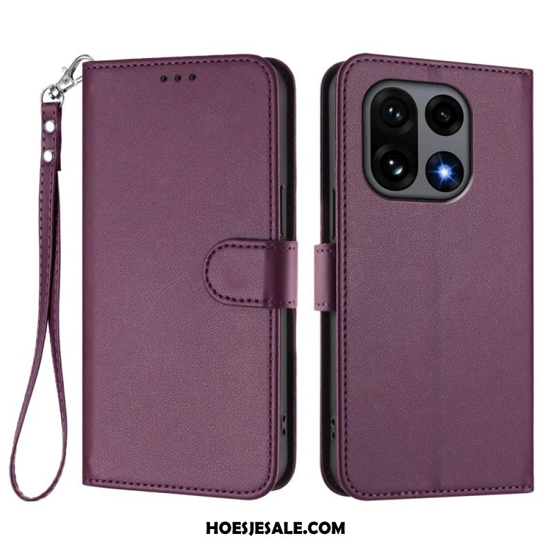 Folio-hoesje Oneplus 15 Telefoonhoesje Effen Met Riempje