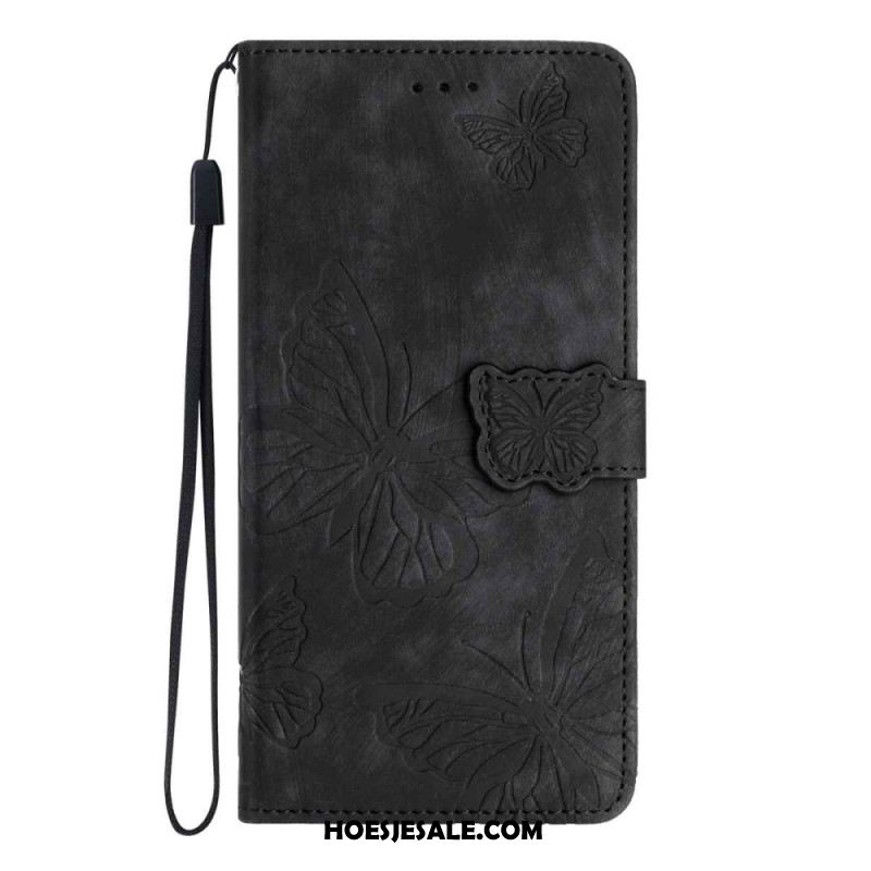 Folio-hoesje Oneplus 15 Telefoonhoesje Suède-effect Met Vlinders