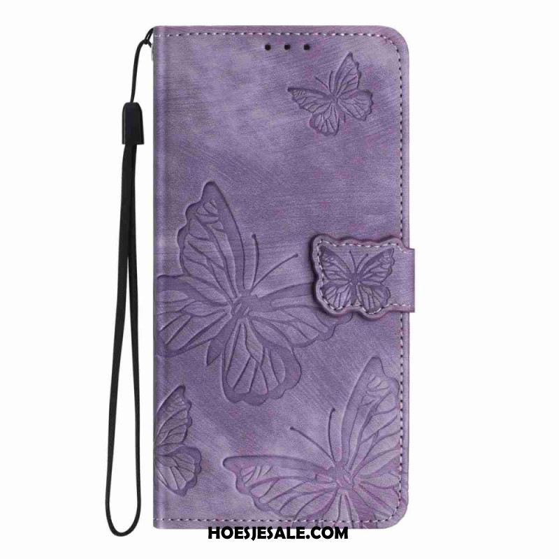 Folio-hoesje Oneplus 15 Telefoonhoesje Suède-effect Met Vlinders