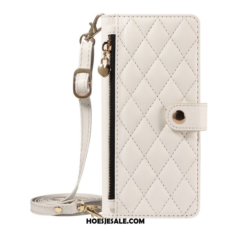 Folio-hoesje Samsung Galaxy A17 4g / 5g Gewatteerd Met Riem En Schouderband Bandje