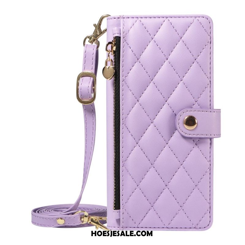 Folio-hoesje Samsung Galaxy A17 4g / 5g Gewatteerd Met Riem En Schouderband Bandje