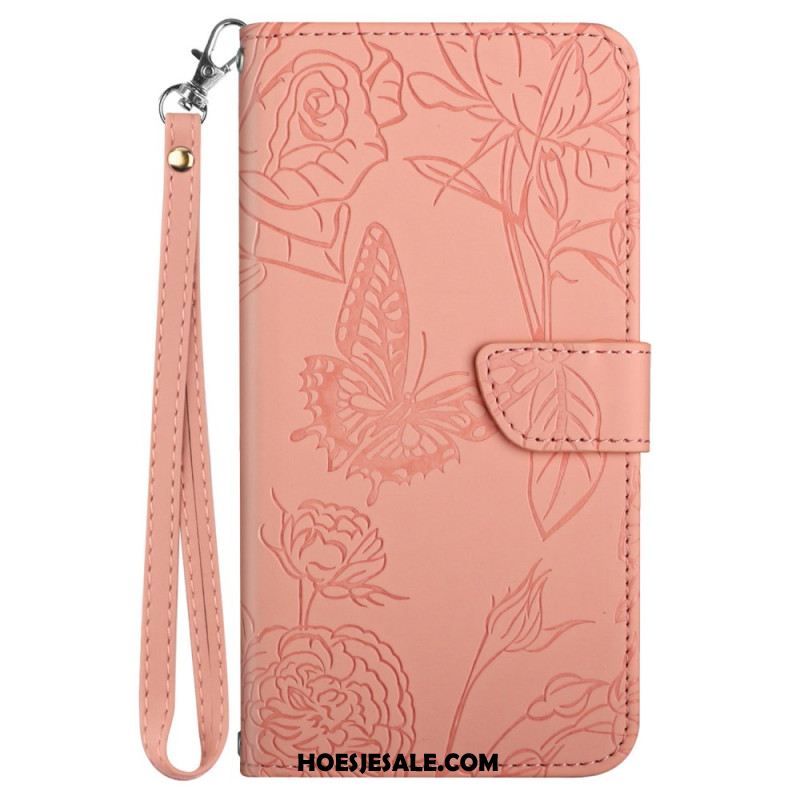 Folio-hoesje Samsung Galaxy M55 5g Vlindersprint Met Riempje