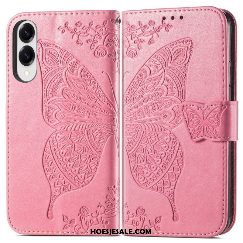 Folio-hoesje Samsung Galaxy S25 5g Edge Telefoonhoesje Barok Vlinder Met Polsbandje