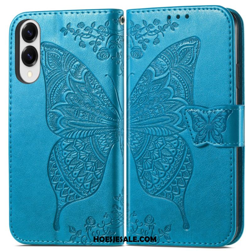 Folio-hoesje Samsung Galaxy S25 5g Edge Telefoonhoesje Barok Vlinder Met Polsbandje