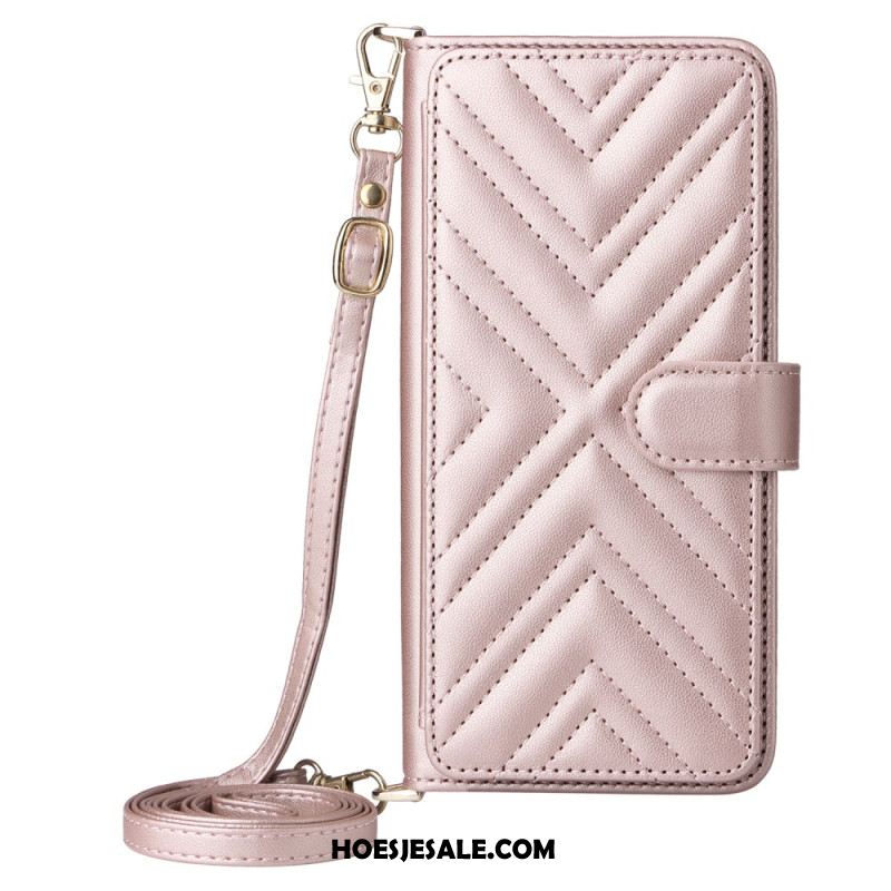 Folio-hoesje Samsung Galaxy S25 5g Edge Telefoonhoesje Gewatteerd Met Bandje En Schouderband