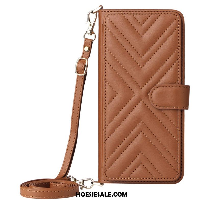 Folio-hoesje Samsung Galaxy S25 5g Edge Telefoonhoesje Gewatteerd Met Bandje En Schouderband