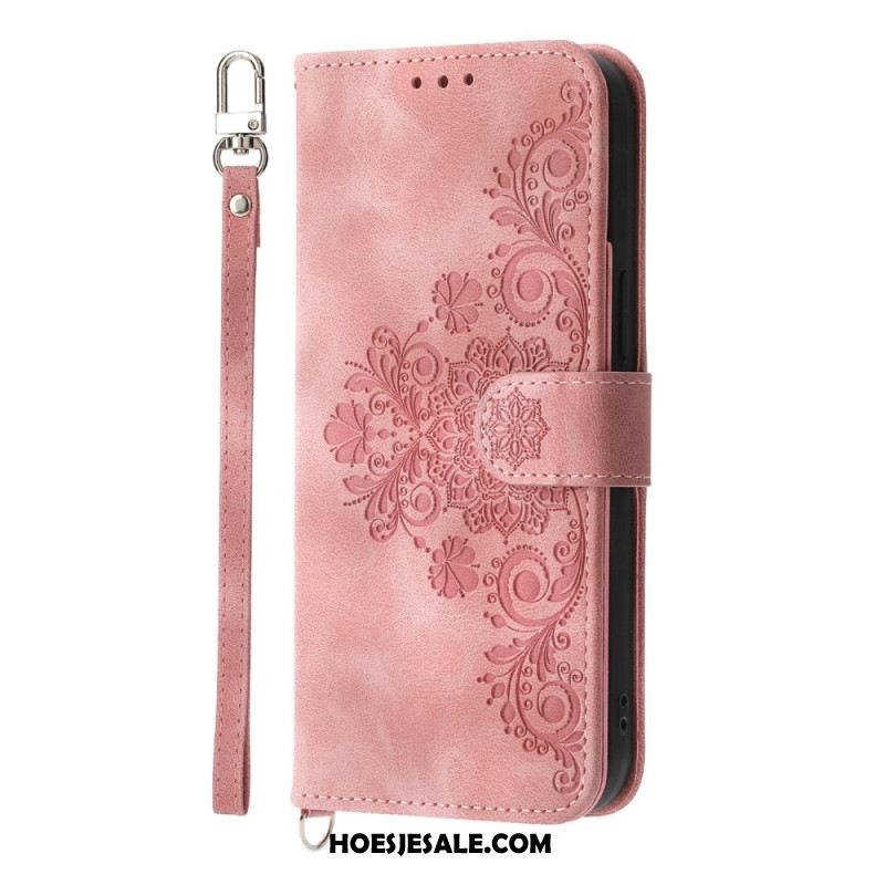 Folio-hoesje Samsung Galaxy S25 5g Telefoonhoesje Bandje Met Kantdesign