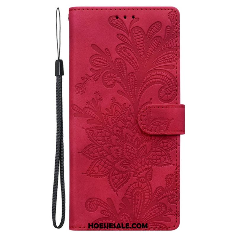 Folio-hoesje Samsung Galaxy S25 5g Telefoonhoesje Bloemenkantpatroon