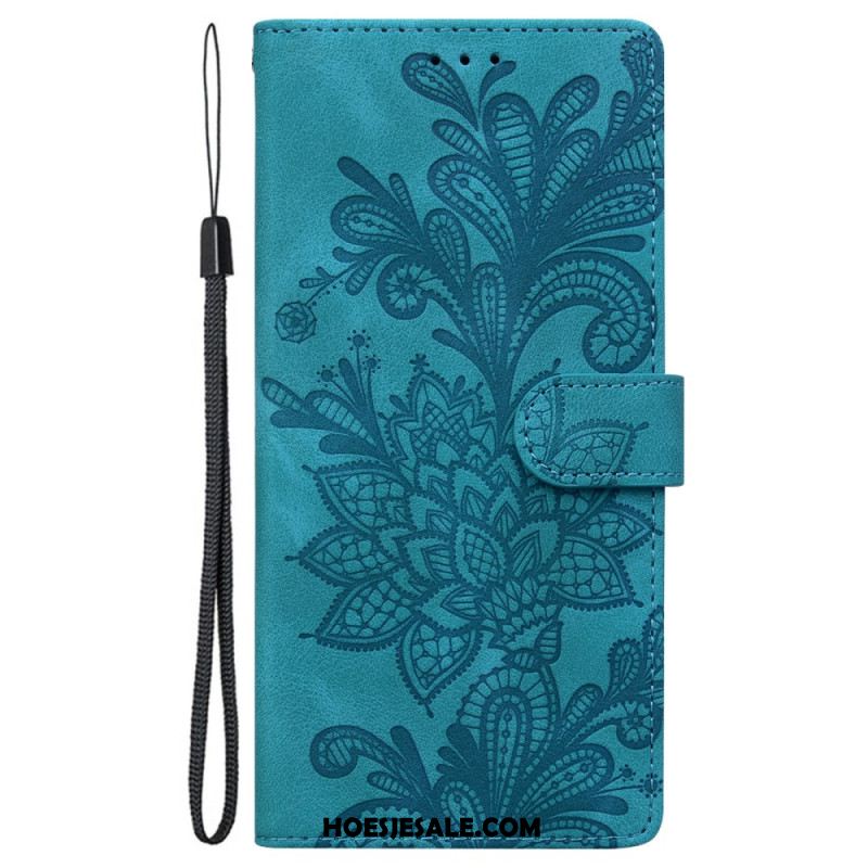 Folio-hoesje Samsung Galaxy S25 5g Telefoonhoesje Bloemenkantpatroon