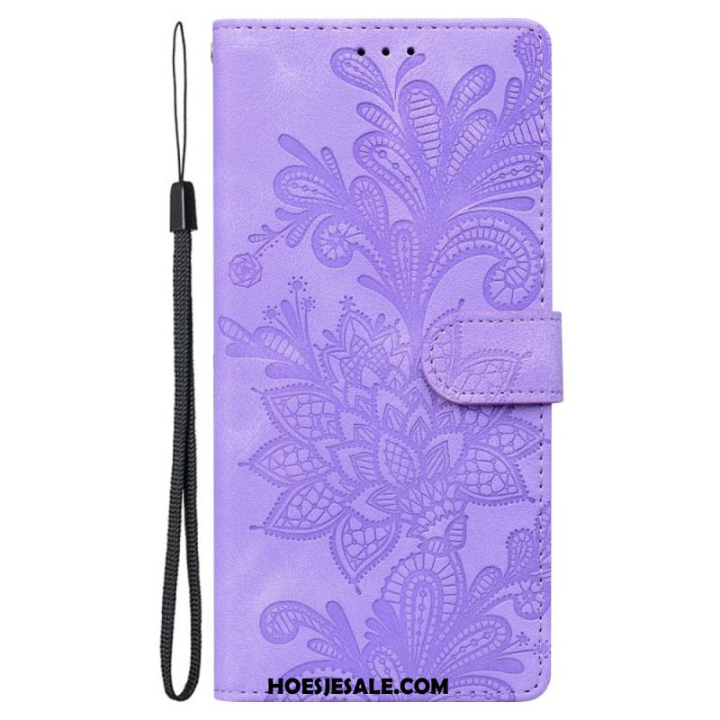 Folio-hoesje Samsung Galaxy S25 5g Telefoonhoesje Bloemenkantpatroon