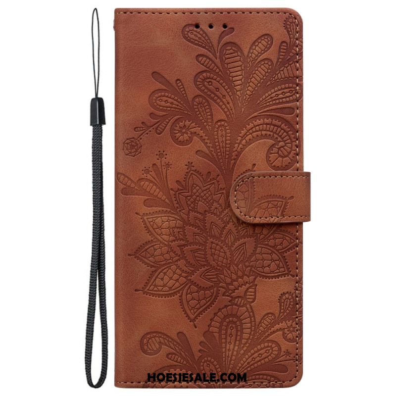 Folio-hoesje Samsung Galaxy S25 5g Telefoonhoesje Bloemenkantpatroon