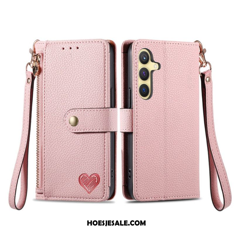 Folio-hoesje Samsung Galaxy S25 5g Telefoonhoesje Hartvormig Ontwerp Rfid-blokkering