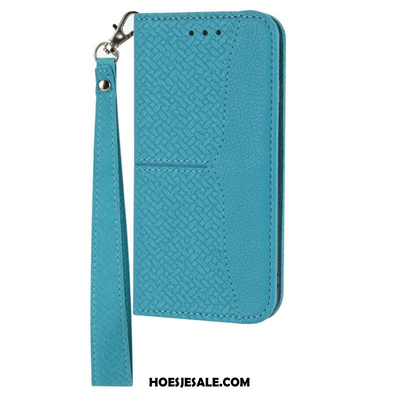 Folio-hoesje Samsung Galaxy S25 Fe Telefoonhoesje Geweven Textuur En Koord