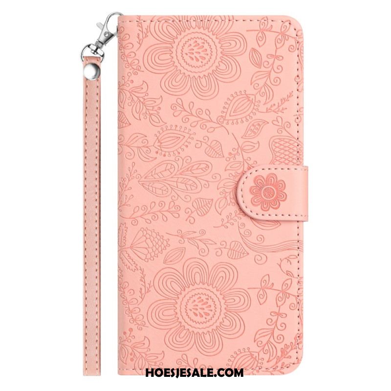 Folio-hoesje Samsung Galaxy S25 Plus 5g Bloemenprint Met Bandje