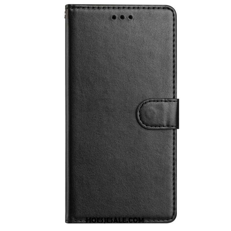 Folio-hoesje Samsung Galaxy S25 Plus 5g Telefoonhoesje Effen Kunstleer Met Bandje