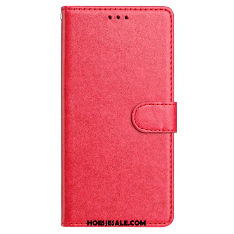 Folio-hoesje Samsung Galaxy S25 Plus 5g Telefoonhoesje Effen Kunstleer Met Bandje