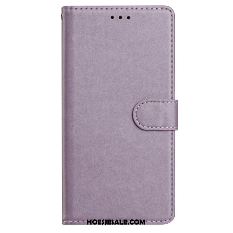 Folio-hoesje Samsung Galaxy S25 Plus 5g Telefoonhoesje Effen Kunstleer Met Bandje