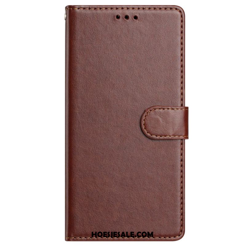 Folio-hoesje Samsung Galaxy S25 Plus 5g Telefoonhoesje Effen Kunstleer Met Bandje