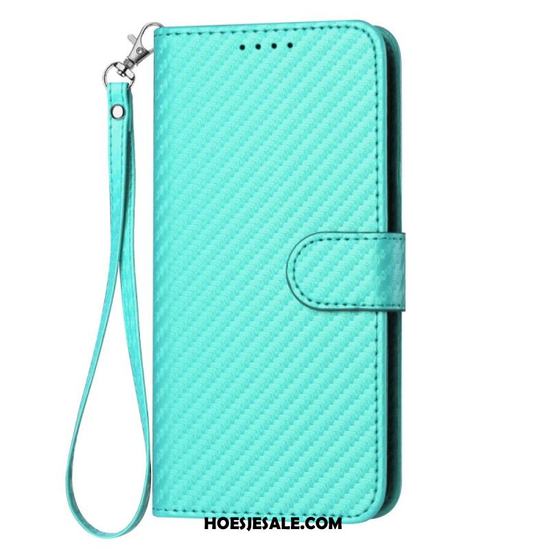 Folio-hoesje Samsung Galaxy S25 Plus 5g Telefoonhoesje Koolstofvezel Met Bandje