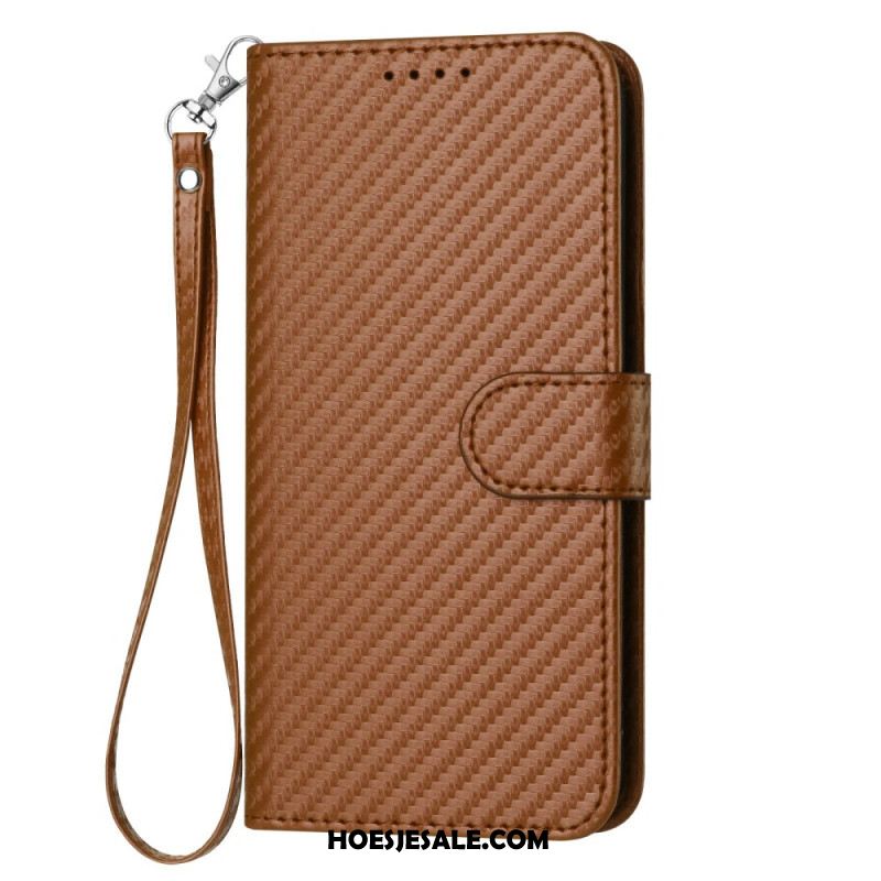 Folio-hoesje Samsung Galaxy S25 Plus 5g Telefoonhoesje Koolstofvezel Met Bandje