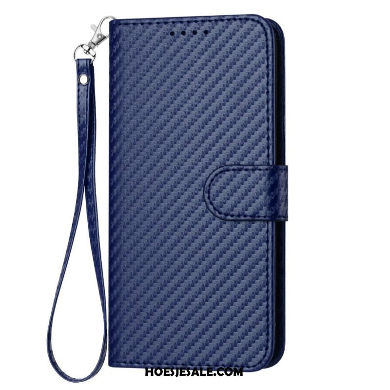 Folio-hoesje Samsung Galaxy S25 Plus 5g Telefoonhoesje Koolstofvezel Met Bandje