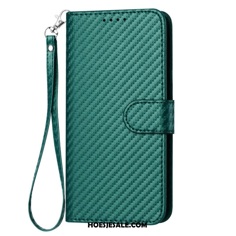 Folio-hoesje Samsung Galaxy S25 Plus 5g Telefoonhoesje Koolstofvezel Met Bandje