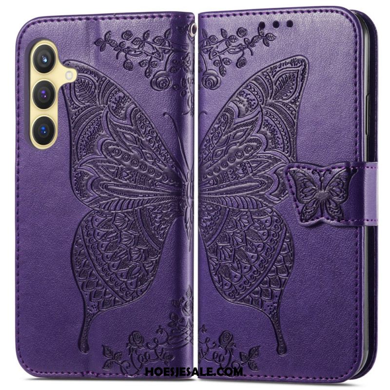 Folio-hoesje Samsung Galaxy S25 Plus 5g Telefoonhoesje Vlinder Kant
