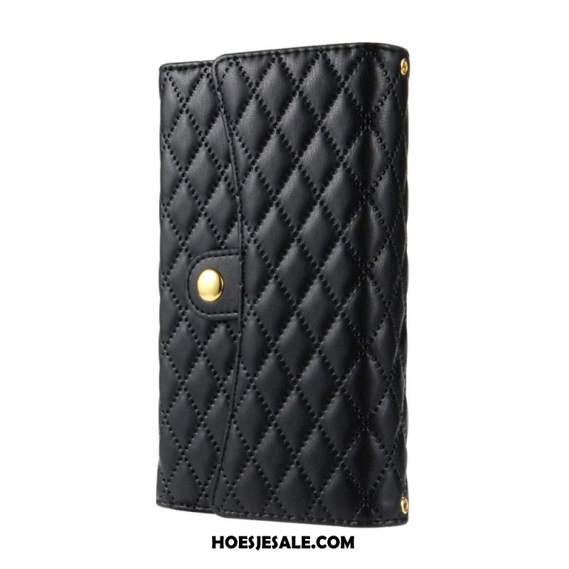 Folio-hoesje Samsung Galaxy S25 Ultra 5g Gewatteerde Portemonnee Met Schouderband